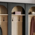 thumbnail image 3 of Ark 76" Tall Arched Entryway Coat Rack with Natural Oak Interior, Hall Tree with 2 Adjustable Shelves, Black Oak, 3 of 9