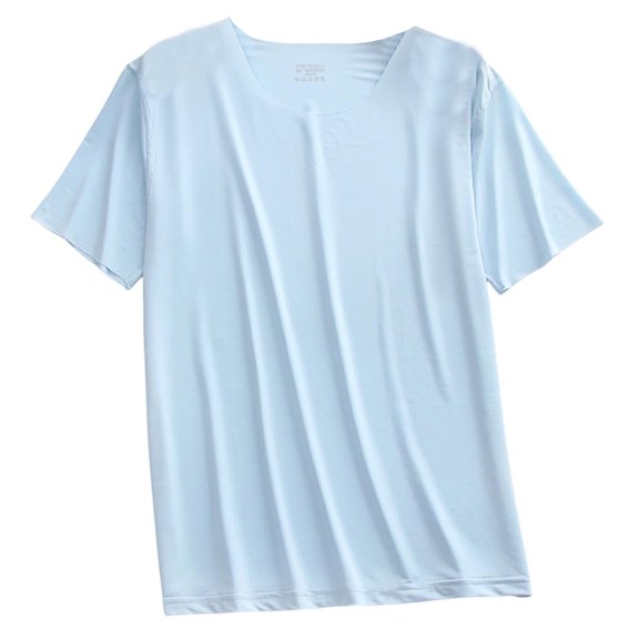 LIaqionyy Mens Pajama Short Sleeve Crew Neck Comfortable Casual Breathable Lightweight Workout Soft Tee Shirt L-5XL