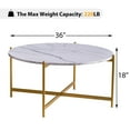 thumbnail image 6 of uhomepro Faux Marble Round Coffee Table, Living Room Sofa Side Table with Golden Metal Legs, Wood Table Top Modern Coffee Table, Accent Coffee Snack End Table Tea Table Entertainment Center, Q16242, 6 of 7
