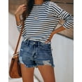 thumbnail image 3 of ONLYSHE Women's Denim Shorts Casual Mid Waist Ripped Jean Shorts Frayed Raw Hem Distressed Stretchy Short Jeans, 3 of 6