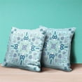 thumbnail image 3 of Paisley Leaf Geo Indoor/Outdoor Pillow in Light Blue Aqua White 18x18, 3 of 8