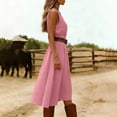 thumbnail image 6 of DYTTDG Women's Crew Neck Midi Dress | sleeveless Cinched Waist A-Line Casual Swing Dress, Flowy Midi Length Day Dress, 6 of 8