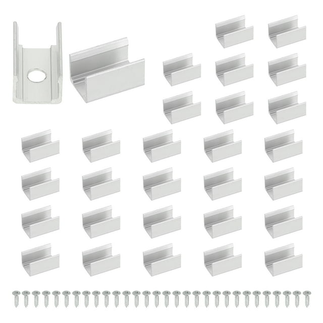 Uxcell Neon Rope Light Mounting Brackets, 30 Pcs Neon LED Lights Aluminum Install Fixing Clips Accessories for 10x10mm Silicone Neon Signs Flex Strip Lighting DIY