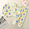 thumbnail image 2 of Hessimy Toddler Boys Girls Spring Summer Cute cartoon Print Set Long Sleeve Sweatshirt & Pants（Light Yellow，12-18 Months）, 2 of 3