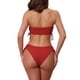 thumbnail image 3 of INSPIRAR CHIC Conjuntos de Bikini de Dos Piezas para Mujeres con Tira Ajustable y Lado Atado, Top Sin Tirantes y Parte Inferior en Triángulo, Trajes de Baño Grandes Rojos, 3 of 5
