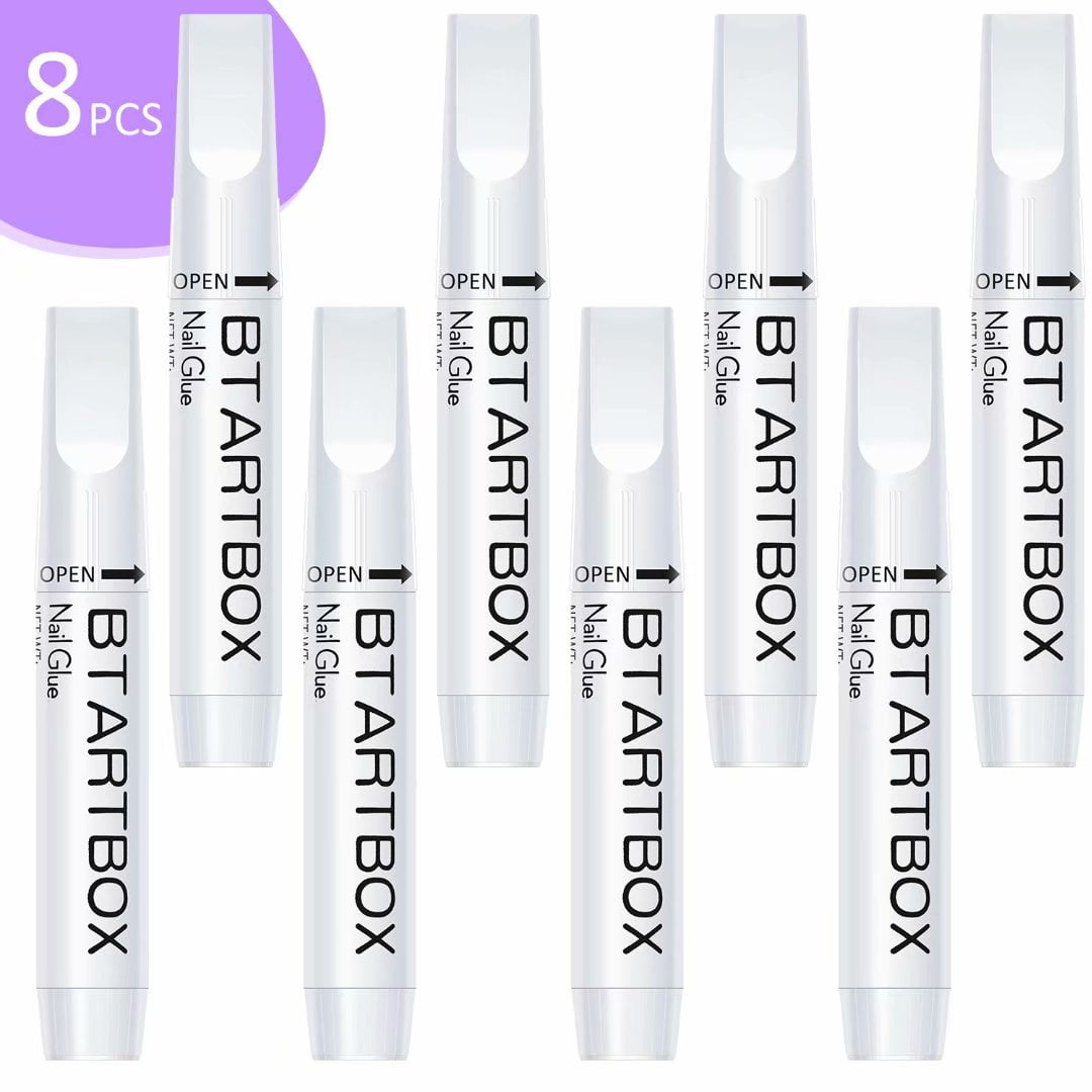 Nail Glue for Fake Nails, 8 Pcs BTArtbox Adhesive Super Bond for Press on Nails, 0.07 oz