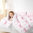 thumbnail image 4 of Castle Fairy Kids Teens Kawaii Bowknot Twin Comforter Sets,Dreamy Ribbon Bow Bedding Set, 4 of 8