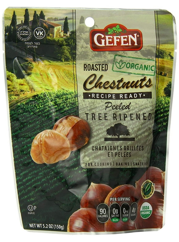 Gefen Organic Whole Peeled and Roasted Chestnuts, 5.2oz (6 Pack) | Chestnuts Peeled and Ready to Eat | Great for Cooking & Baking | Gluten Free | Kosher