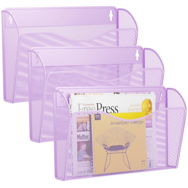 Organizador de pared GDINDINFAN de malla con 3 compartimentos, color morado
