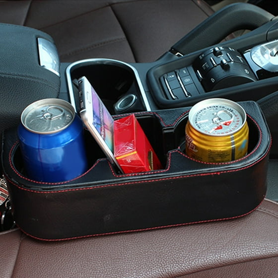 Car Seat Seam Wedge Cup Holder Food Drink Bottle In Gap Leather Mount Stand Storage Box Organizer