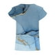 thumbnail image 5 of Moda mujer Casual cuello en V veteado nuevo cuello en V doble capa hoja manga corta 3D impreso camiseta pulóver blusa Tops Fridja  hjk6420, 5 of 5