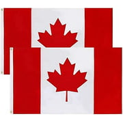 Parsaali-Canadian Flag - (2 PCs )Lightweight, 3 Ft x 5 Ft, 100% Polyester, Bright And Vivid Colors, Silk Printed, Canada Flag Double Stitching, Brass Grommets