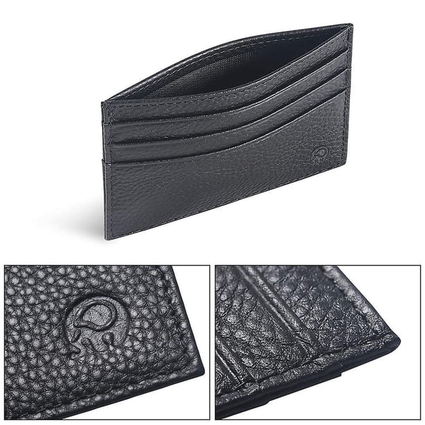 Cartera con tarjetero, billetera ultradelgada de cuero con bloqueo, protector de tarjeta de caja de tarjeta de crédito minimalista delgada, billeteras de bolsillo frontal para hombres (1p LingWen 8390606972682