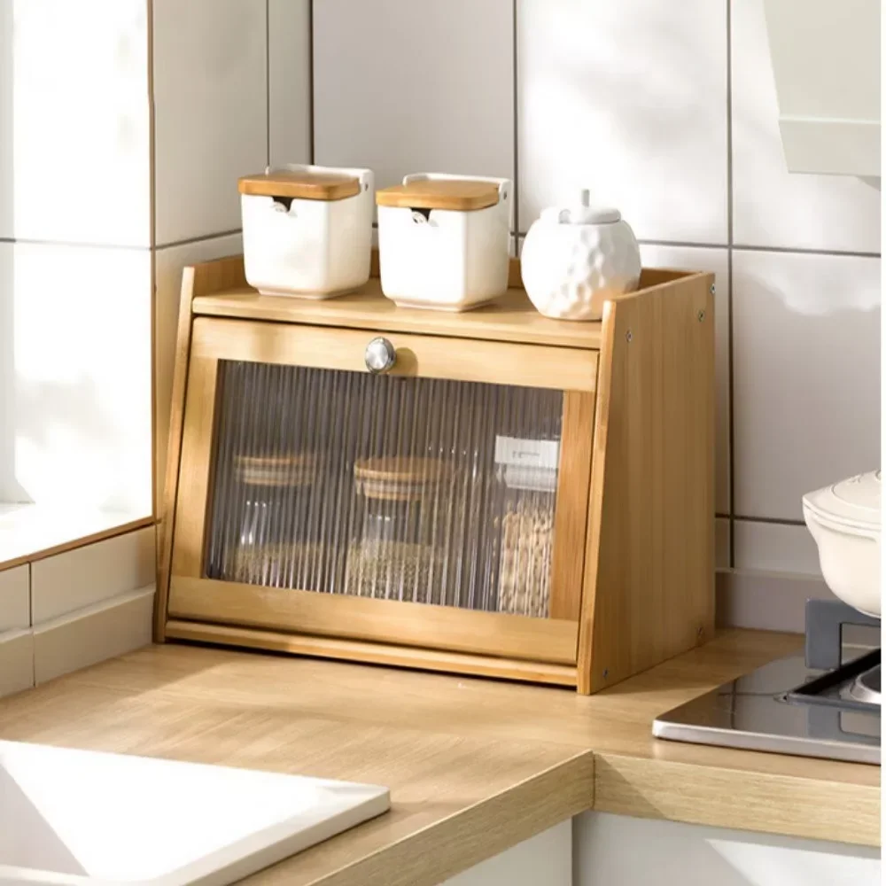 Nisorpa Bamboo Bread Box Bakery Storage Box Products Roll Top Small