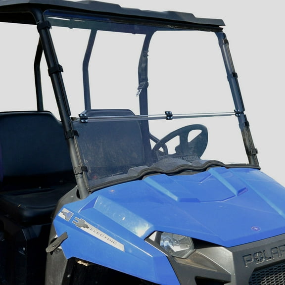 Clearly Tough Polaris Midsize Ranger 400/570/800 (2010-2014) Folding Windshield - SCRATCH RESISTANT - Premium polycarbonate w/Hard Coat. Made in America.