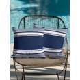 thumbnail image 3 of Outdoor Pillows Waterproof, Navy Blue Striped Throw Pillows with Inserts Included, Modern Color Block Farmhouse Stripes Indoor Outdoor Decorative Lumbar Pillow for Bed/Couch/Patio 18"x18", 2Pcs, 3 of 8