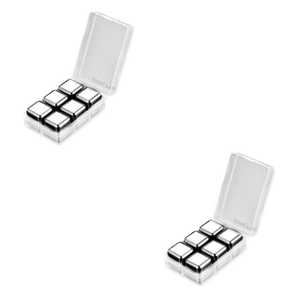 Naiovety Piedras para enfriar vino Cubitos de hielo de acero inoxidable con caja de almacenamiento Enfriador de aniversario de cumpleaños Type2 NO2