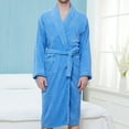 thumbnail image 4 of WREESH Homme Uni Décontracté Extra Long Serviette Matériau Absorbe Poche d'Eau Gimp Robe de Nuit Peignoir, 4 of 7