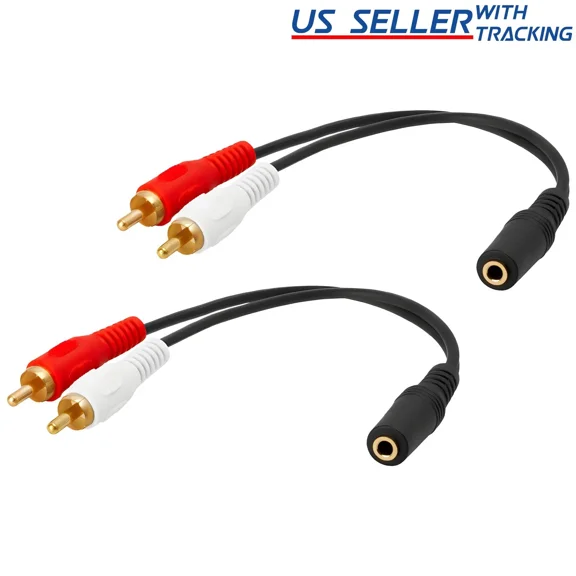 2 Pack 3.5Mm Audio To 2 Rca Cable 1/8" Stereo Female To 2Rca Male Y Splitter Aux