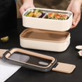 thumbnail image 4 of Caja Bento de Acero Inoxidable de Doble Capa para Microondas, Lonchera una Prueba de Fugas, Caja Bento Portátil para Acampar con Bolsa Aislante, 4 of 5