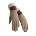 thumbnail image 1 of 1 Pair Winter Waffle Plaid Texture Thickened Gloves Fleece Lining Logo Print Autumn Winter Warm Anti-slip Touch Screen Riding Driving Running Gloves, 1 of 10