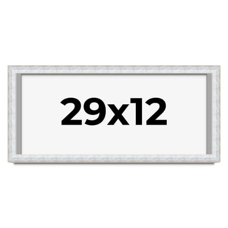 29x12 Shadow Box Frame Silver | 1.625 Inches Deep Real Wood Contemporary Shadowbox Display Frame |