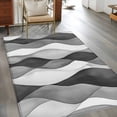 thumbnail image 4 of 2.7x5 Area Rugs, Gray Stripes Non-Skid Rubber Backing Large Rectangle Rugs - Living Room Bedroom Home Office, Vintage Farmhouse Greyish Ripple Pattern Indoor Floor Mat Carpets Washable Rug, 4 of 9