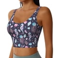 thumbnail image 2 of Xecao Watercolor Marine Animals for Sports Bra with Removable Pads, Crop Tank Top Design, Women's Longline Sports Bra - Non-Wired - Large, 2 of 9