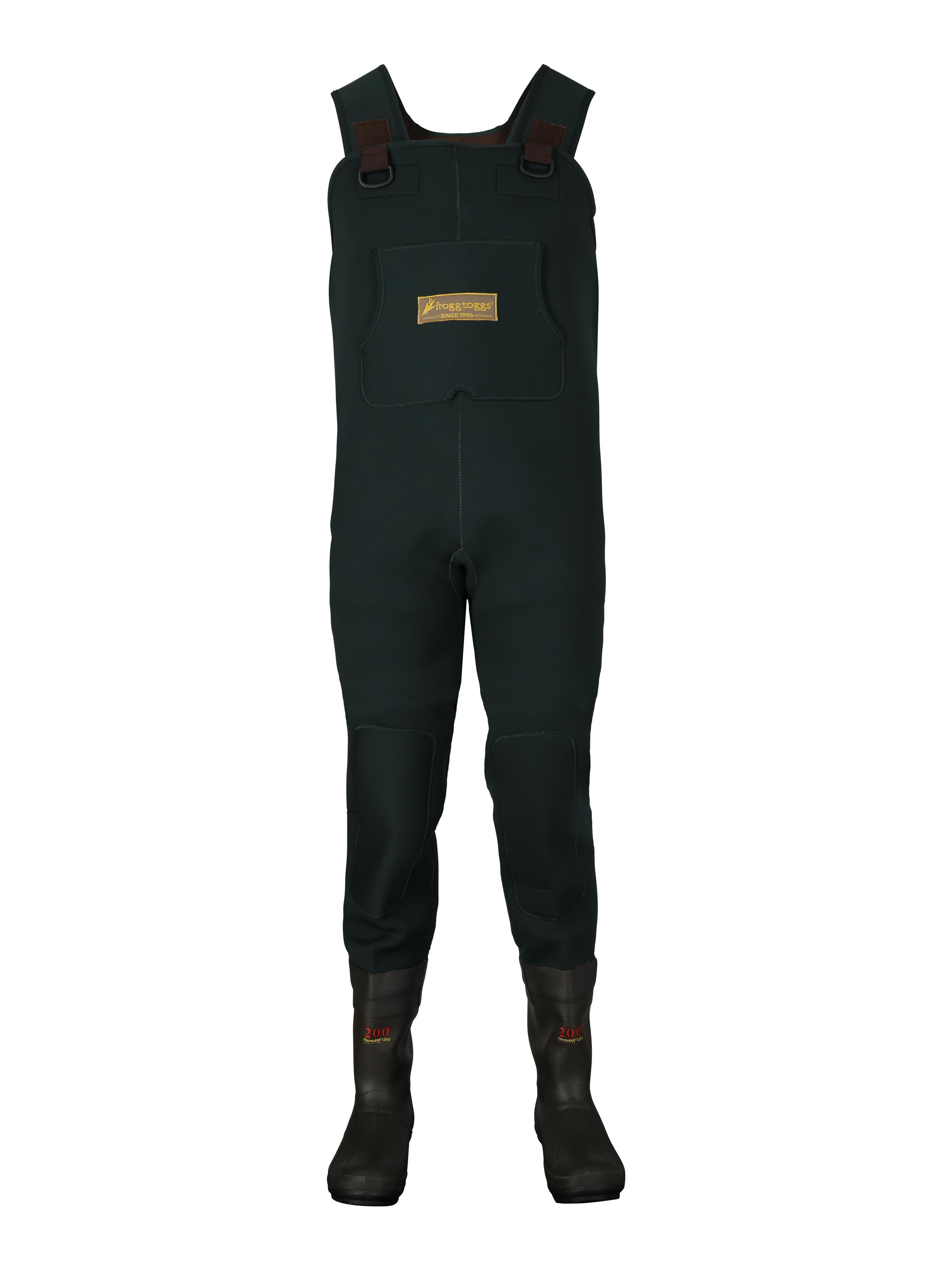 (3 pack) Frogg Toggs Men’s Amphib Bootfoot Chest Waders, Neoprene Waders for Fishing with 200g Thinsulate Cleated Boots, Forest Green, Size 11