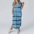 thumbnail image 6 of gakvbuo Maxi Dress For Women With Pockets Boho Summer Dresses Short Sleeve V Neck Long Beach T-Shirt Dress With Side Split Bottom Sundress Travel Vacation Outfits, 6 of 6