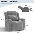 thumbnail image 5 of Bonzy Home Extra Wide Manual Recliner Chair in Soft Gray Fabric,Overstuffed Recliner，Gray, 5 of 7