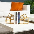 thumbnail image 4 of Mind Reader Decorative Geometric Cube Bookends, Modern Book Holders, Office Decor, Metal, Set of 2, Gold, 4 of 7