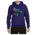 thumbnail image 2 of Trippy California Rainbow Neon Wolf Mountain Silhouette | Mens Animal Lover Hooded Sweatshirt Graphic Hoodie, Purple, Small, 2 of 4