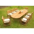 thumbnail image 5 of Teak Dining Set: 8 Seater 9 Pc: 117" Double Extensions OVal Dining Table & 8 Devon Arm/Captain Chairs Outdoor Patio Grade-A Teak Wood WholesaleTeak #WMDSDVx, 5 of 5