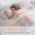 thumbnail image 4 of 3 Piece Colorful Plaid Duvet Cover Set Full Size,Microfiber Comforter/Quilt Cover with Corner Ties and 2 Pillowcases,Modern Pink Blue Yellow Stripes Checked All Season Bedding with Zipper Closure, 4 of 8