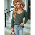 thumbnail image 4 of Womens Long Sleeve Ribbed Knit Tops Loose Fit Soft Plain Basic Square Neck Casual Knitwear Sweater Blouses  Green S, 4 of 8
