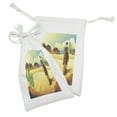 thumbnail image 2 of Western Horse Fabric Pouch Set of 2, Country Themed Clipart Illustration Cowboy Riding in Desert Wild West, Small Drawstring Bag for Toiletries Masks and Favors, 9" x 6", Multicolor, by Ambesonne, 2 of 2