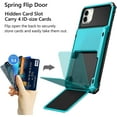 thumbnail image 2 of Compatible with iPhone 12 Mini Case 5G Wallet 4-Card Slot Credit Card Holder Flip Door Hidden Pocket Anti-Scratch Dual Layer Hybrid Bumper Armor Protective Hard Shell Cover Sky Blue, 2 of 11