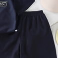 thumbnail image 4 of Quealent Boys 2 Summer Outfits Textured Crewneck Short Sleeve T-Shirt Shorts Sets Soft Comfy Beach Vacation Clothes (Blue, 2-3 Years), 4 of 4