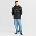 thumbnail image 3 of Men's Fanatics Black Philadelphia Eagles Elements Plaid Polar Fleece Quarter-Zip Hoodie, 3 of 7