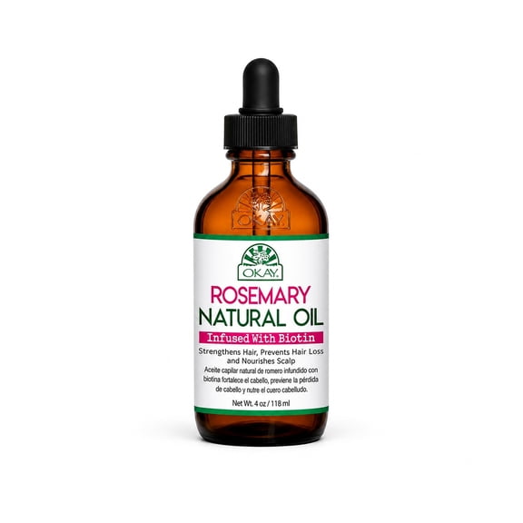 OKAY Rosemary Natural Oil with Biotin 4 oz – Hair & Scalp Treatment Oil for Strengthening, Growth, Moisture & Frizz Control