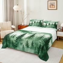 Homewish Pine Tree Twin Sheet Set (3-Piece) Tropical Botanical Green White Decor For Men Women