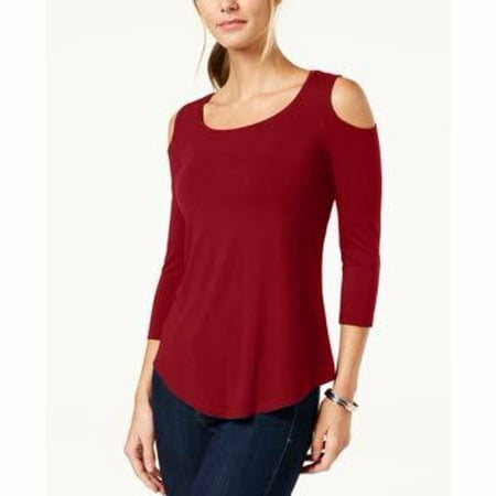 JM Collection Womens Knit Top Burgundy Garnet Cold-Shoulder Red XXL