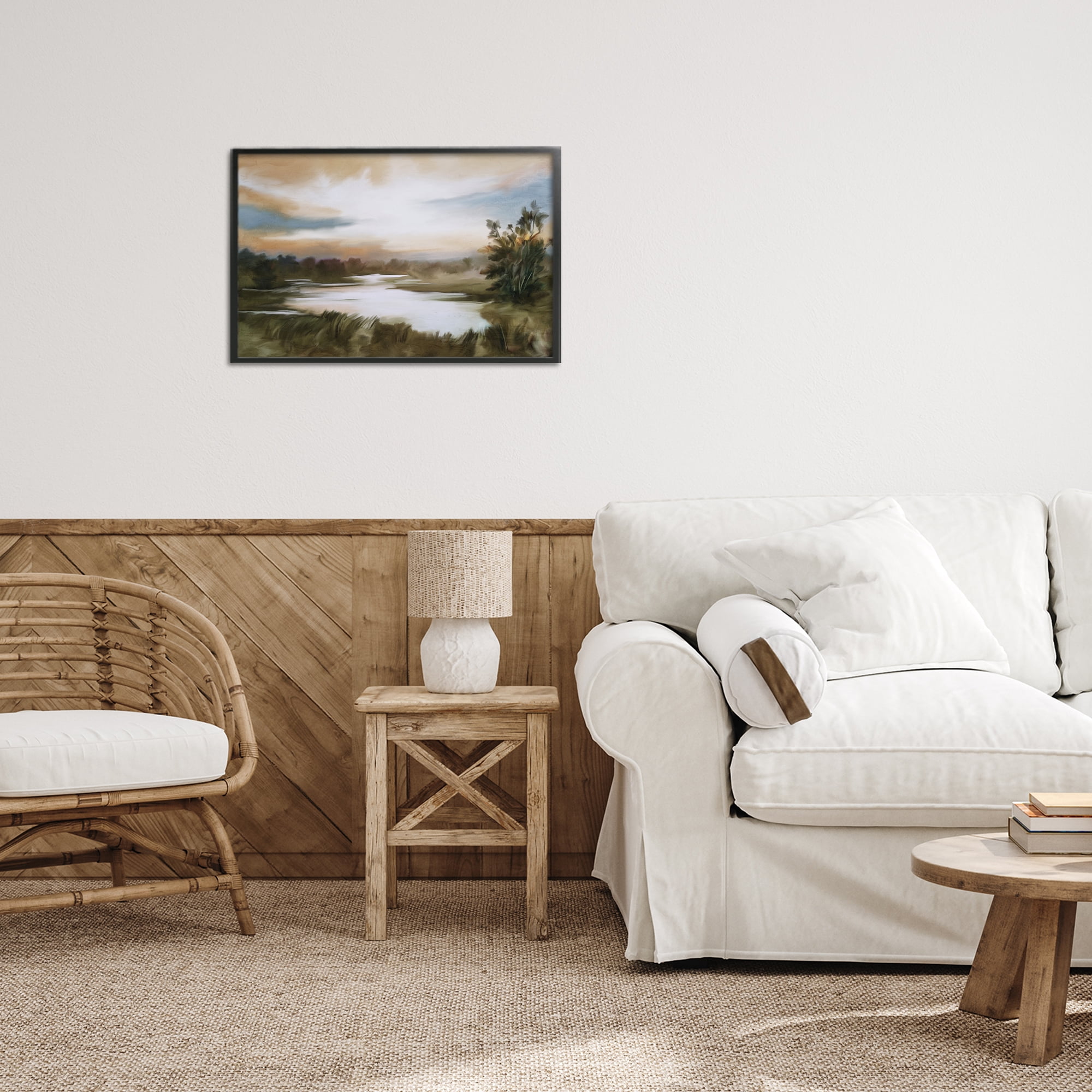 Stupell Industries Sunset Pond Countryside Black Framed Giclee Art, design by Kim Allen