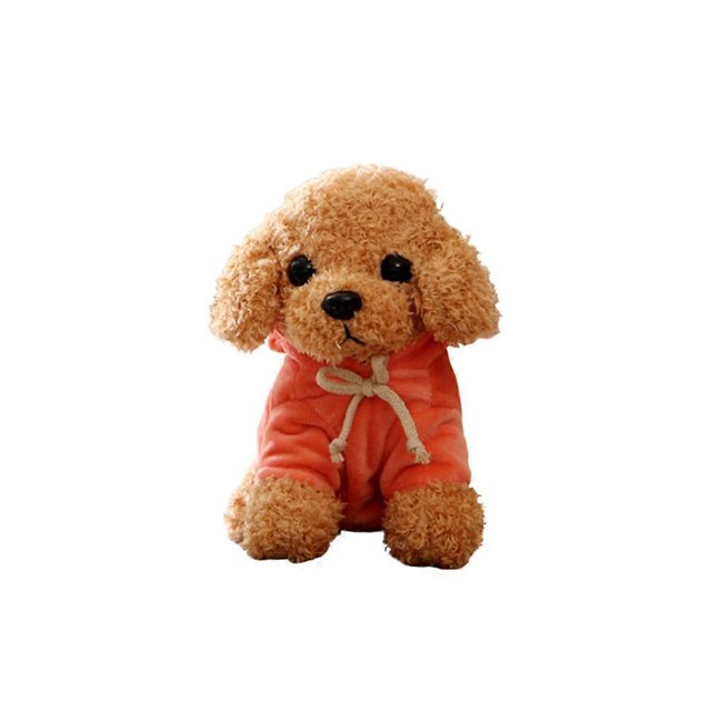 1pc 25CM Simulated Poodle Doll Dog Plush Toy Stuffed Animal Puppy Doll for Kids Children (Light and Brown Clothing Color for Random)