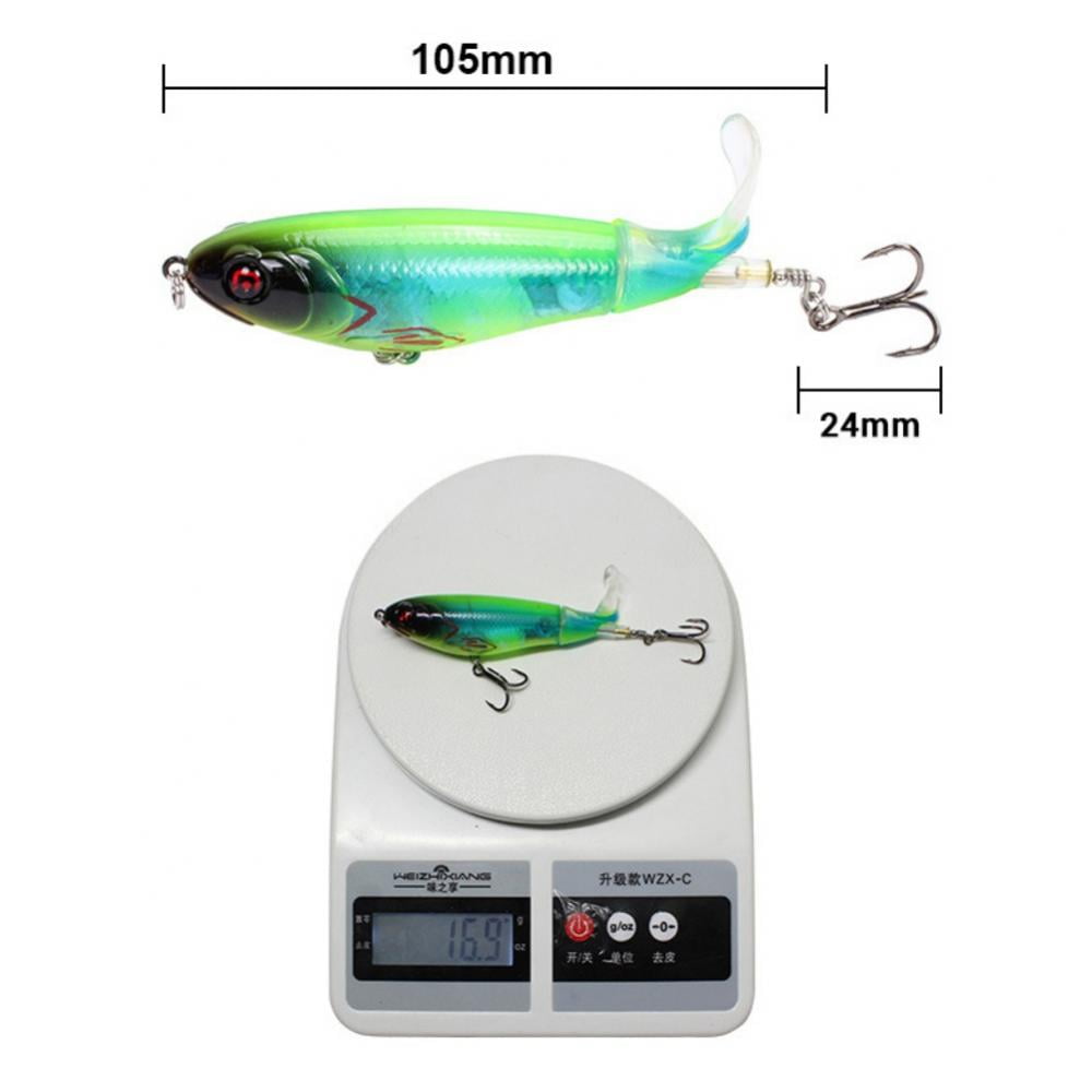 Whopper Popper Topwater Fishing Lure with 3D Eyes and Soft Rotating Tail for Bass