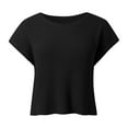 thumbnail image 4 of Ediodpoh Womens Summer Cropped Sweater Vest Trendy Cap Sleeve Crop Tops Crew Neck Loose Knit Tank Top Women's Tops Black M, 4 of 5