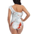 thumbnail image 5 of Pofeuu Koi Fish Corals,Spring Summer Print Women's One Piece Swimsuits One Shoulder Swimwear Asymmetric Ruffle Monokinis Bathing Suits-Small, 5 of 6