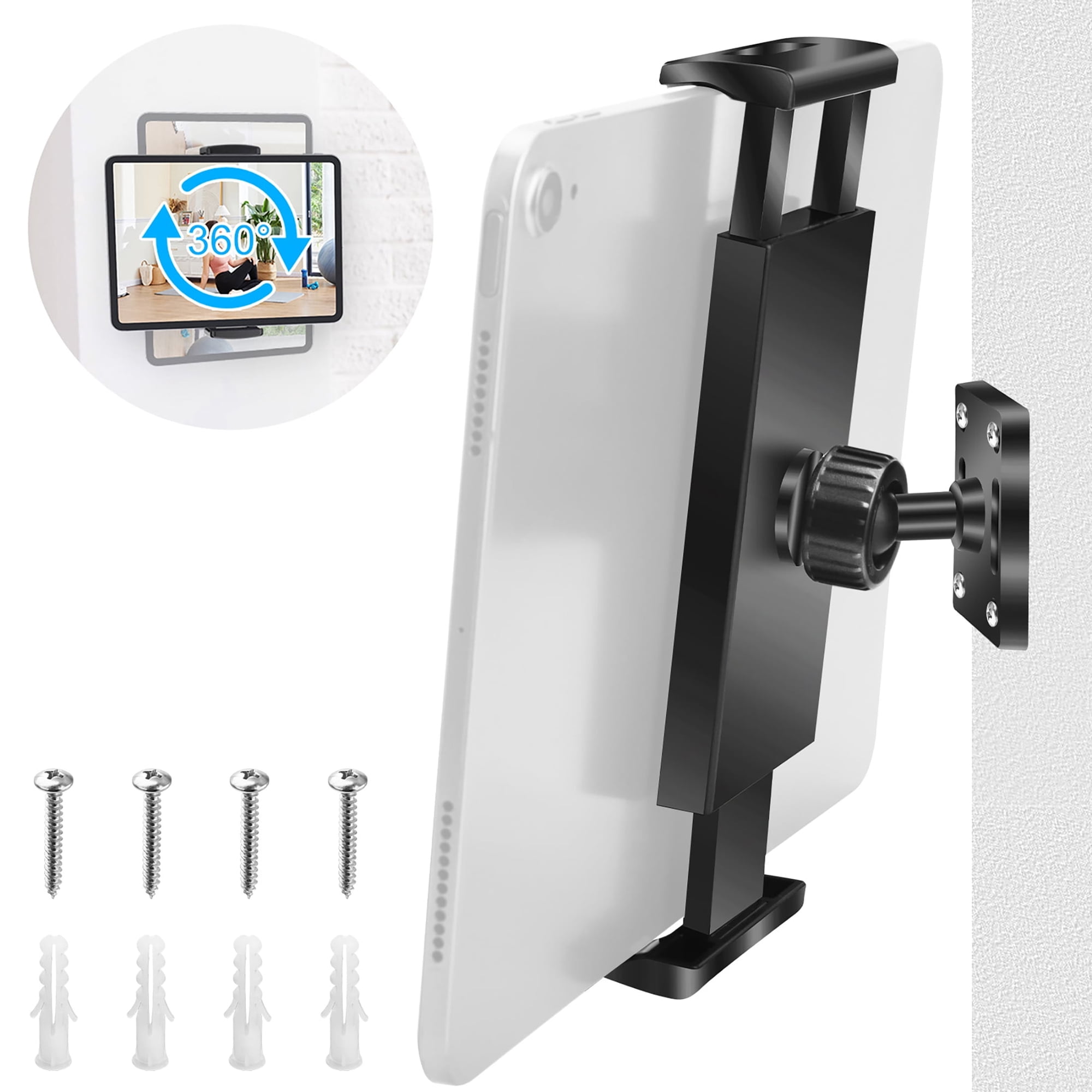TSV Tablet Wall Mount Holder, 360° Adjustable Phone Stand, Fit for iPad, iPhone, 4.7-13" Devices