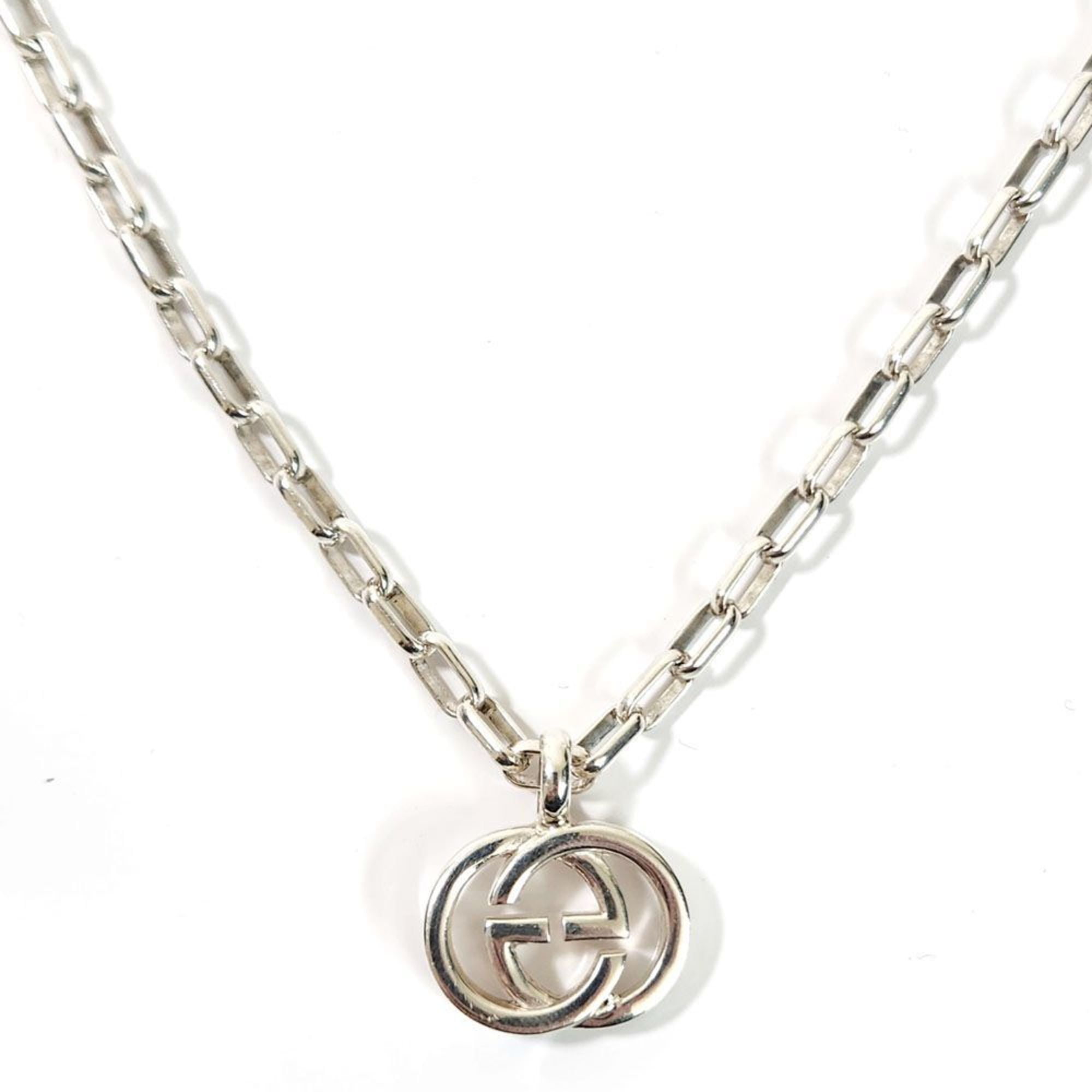 Pre-Owned GUCCI Interlocking G Silver Necklace 295710 925 SV